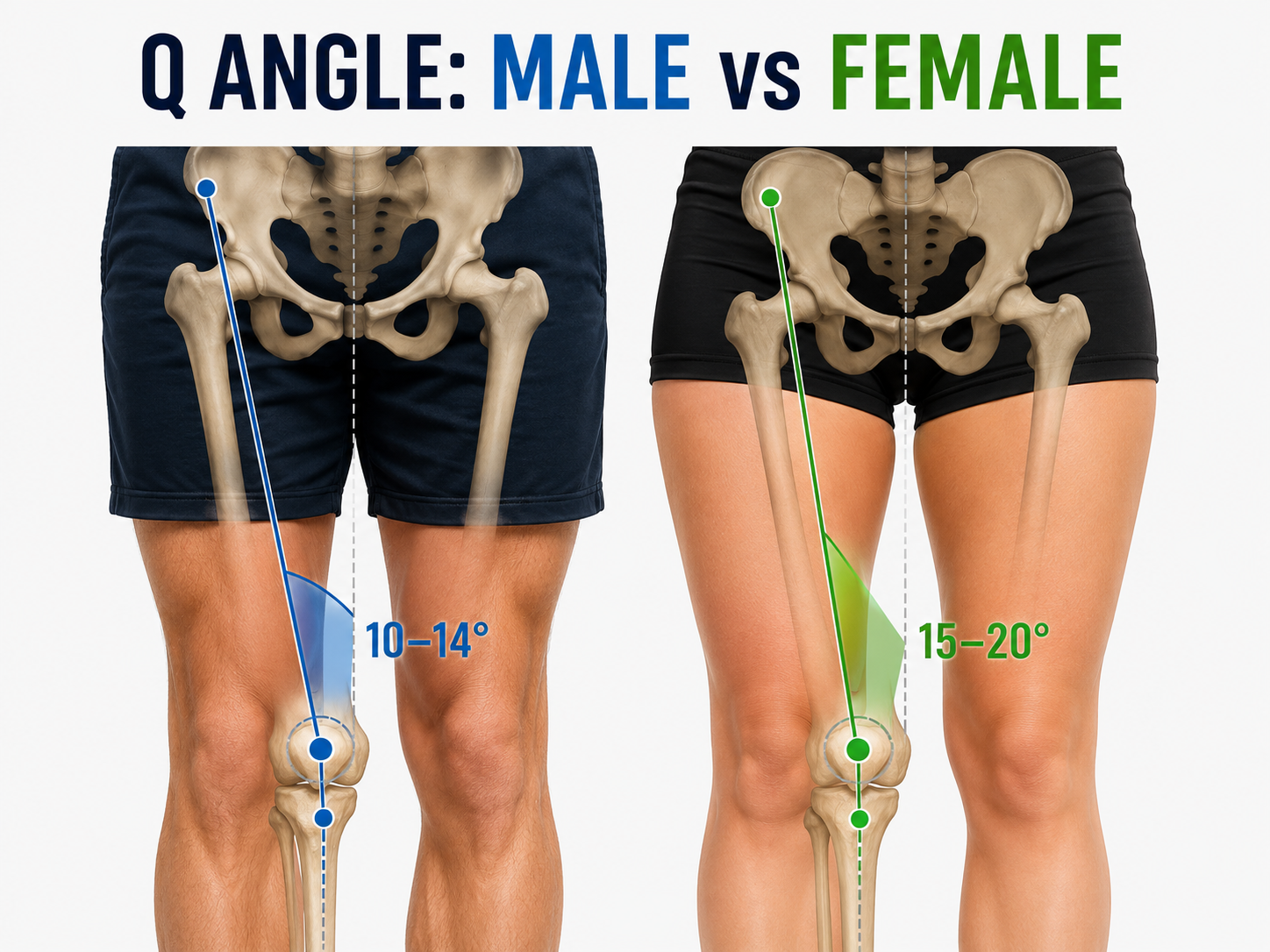 Q angle comparison between male and female anatomy